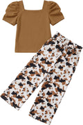 Arshiner girls 2 piece outfit set with puff sleeve tops and pants