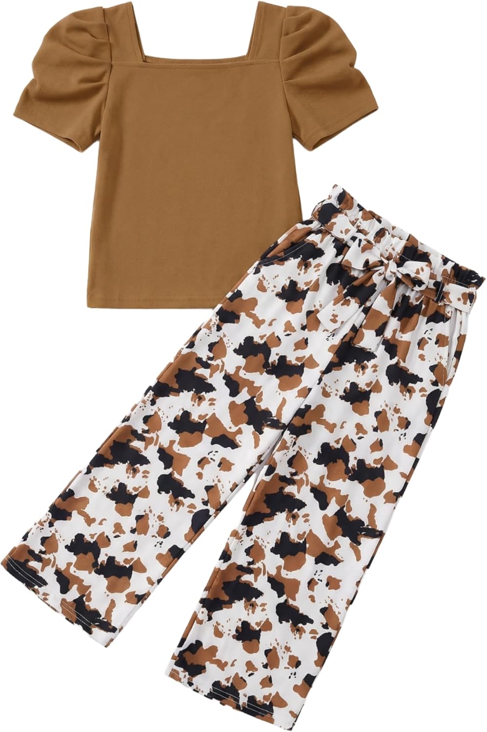 Arshiner Girls 2 Pieces Outfits with Puff Sleeve Tops & Pants