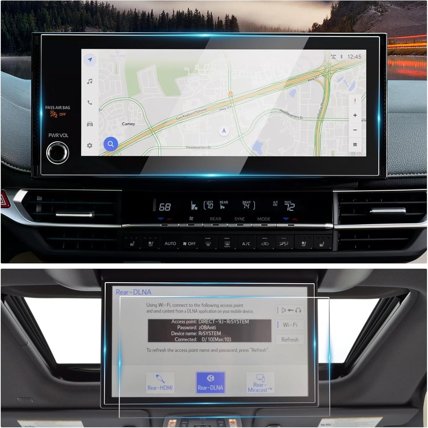 2025 Sienna Screen Protector Glass for 12.3in Infotainment