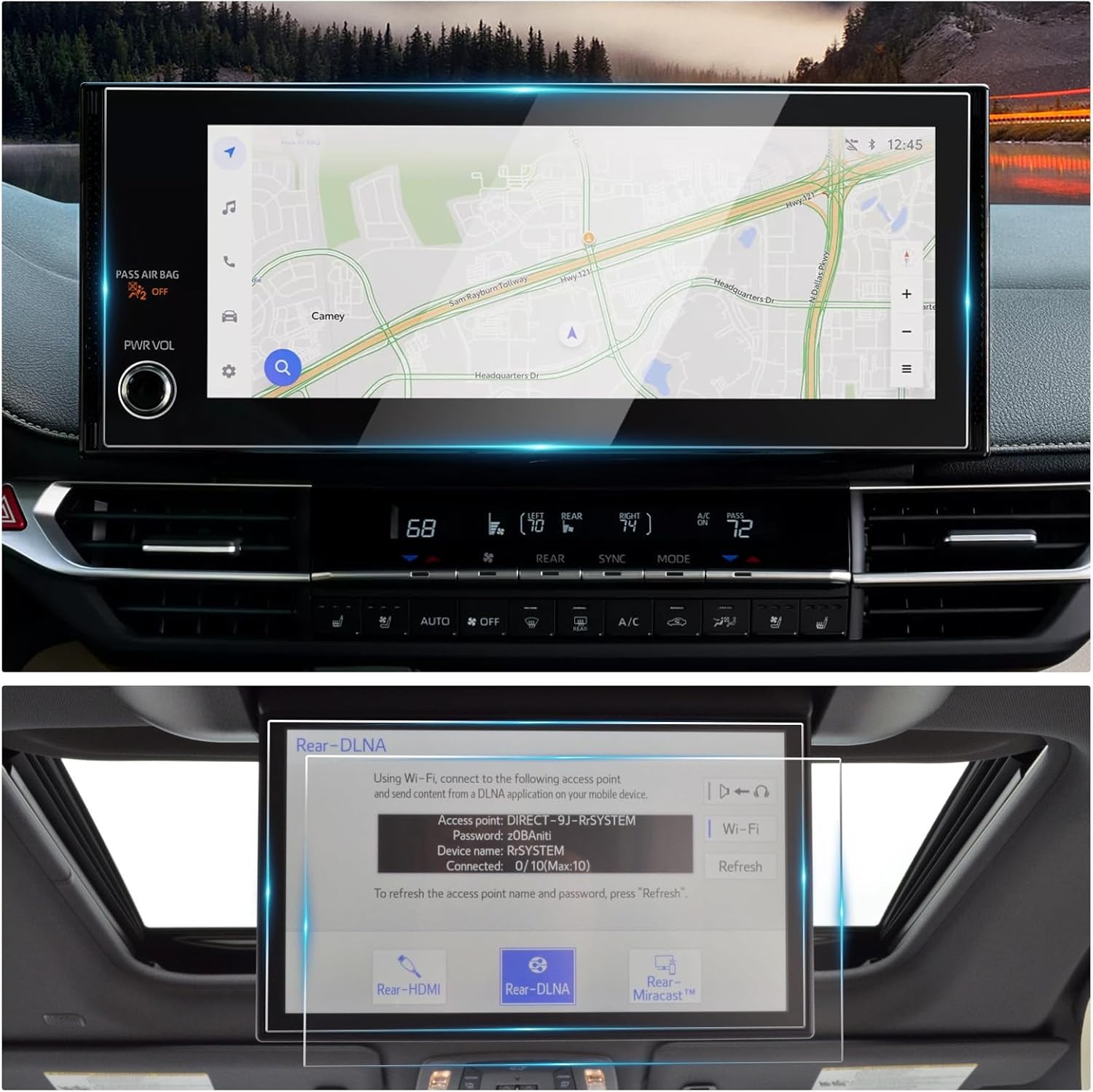 2025 Sienna Screen Protector Glass for 12.3in Infotainment