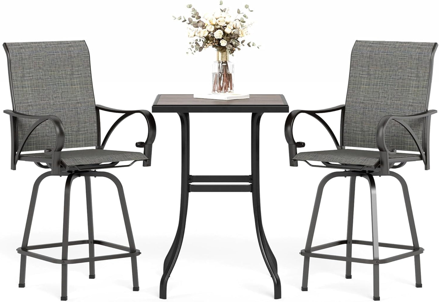 MFSTUDIO 3 Piece Patio Swivel Bar Set for Outdoor Relaxation