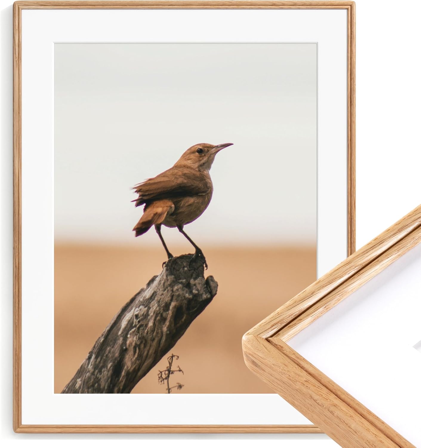 22x28 Natural Solid Oak Wood Picture Frame for Art Display