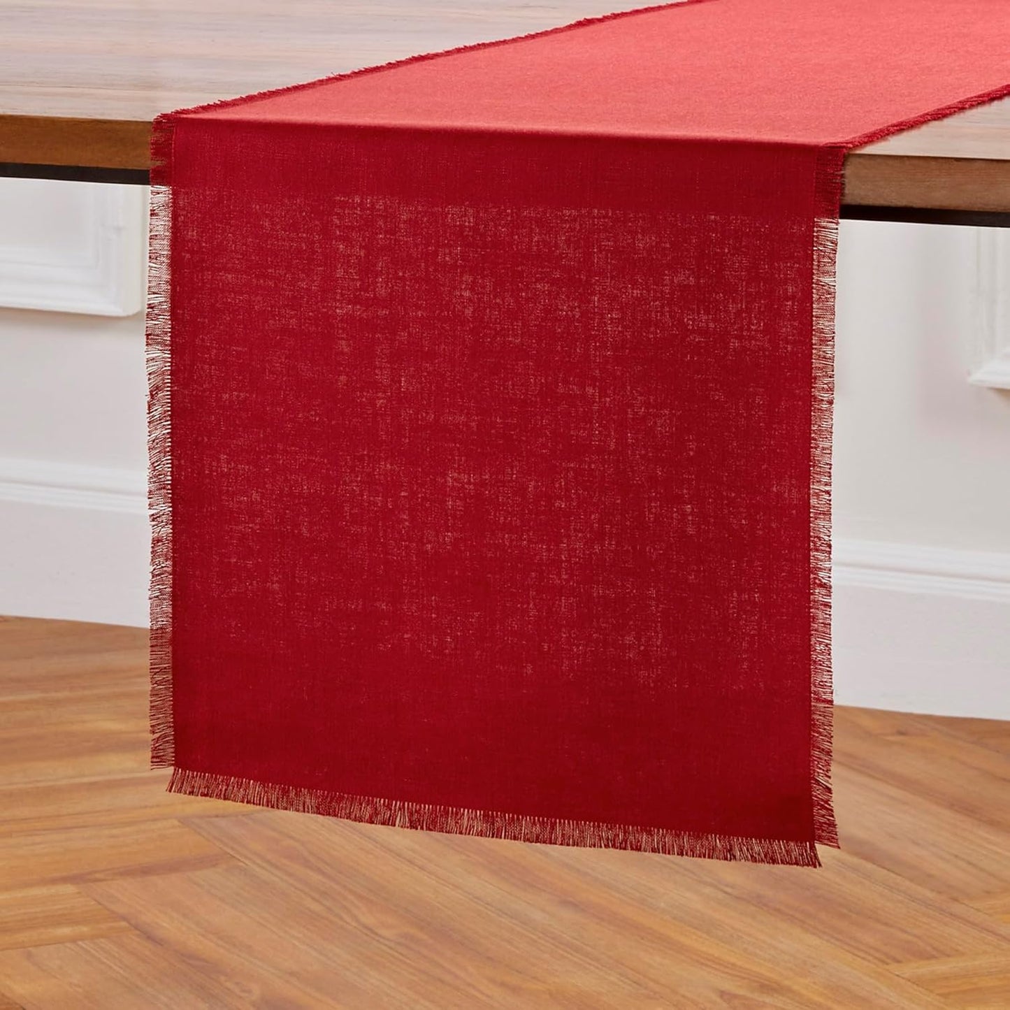 Elegant 100% Pure Linen Cherry Red Table Runner for All Occasions