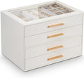 Jewelry Box for Women 4 Layers Glass Lid - Clear, Compact Organizer