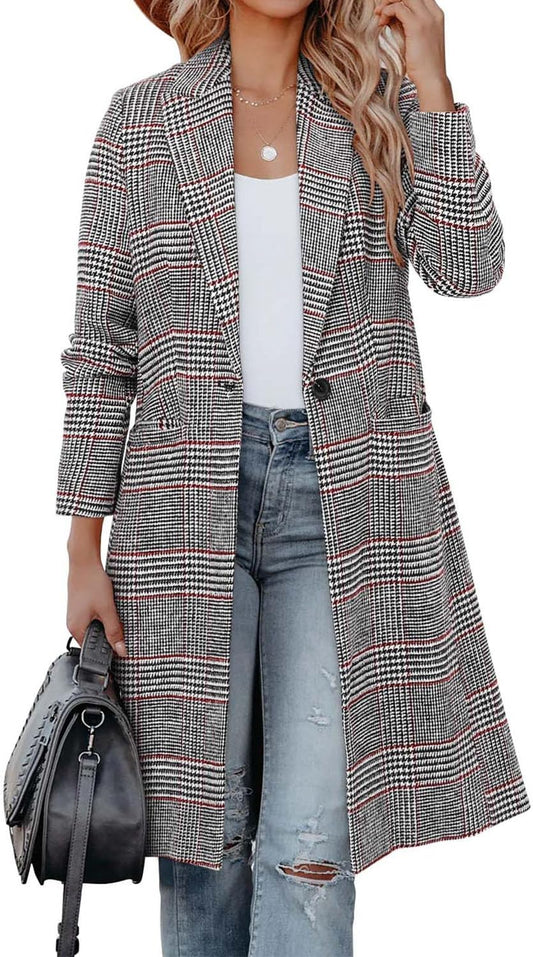 CHICZONE Women's Notch Lapel Double Breasted Wool Blend Coat