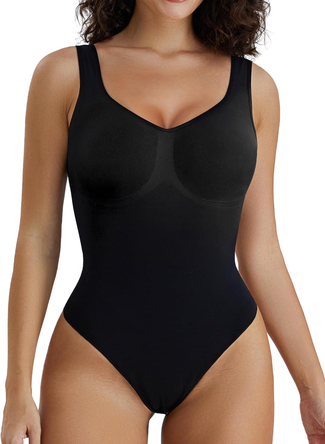 SHAPERX Women's Shaping Mid-Thigh Bodysuit for Tummy Control