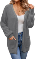 Women's 100% Cotton Lantern Sleeve Cardigan - Oversized with Pockets