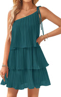 ZESICA Women's Bohemian One Shoulder Mini Dress for Summer Events