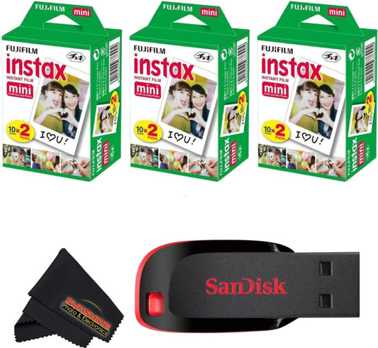 Fujifilm Instax Mini Instant Camera Film with USB Flash Drive