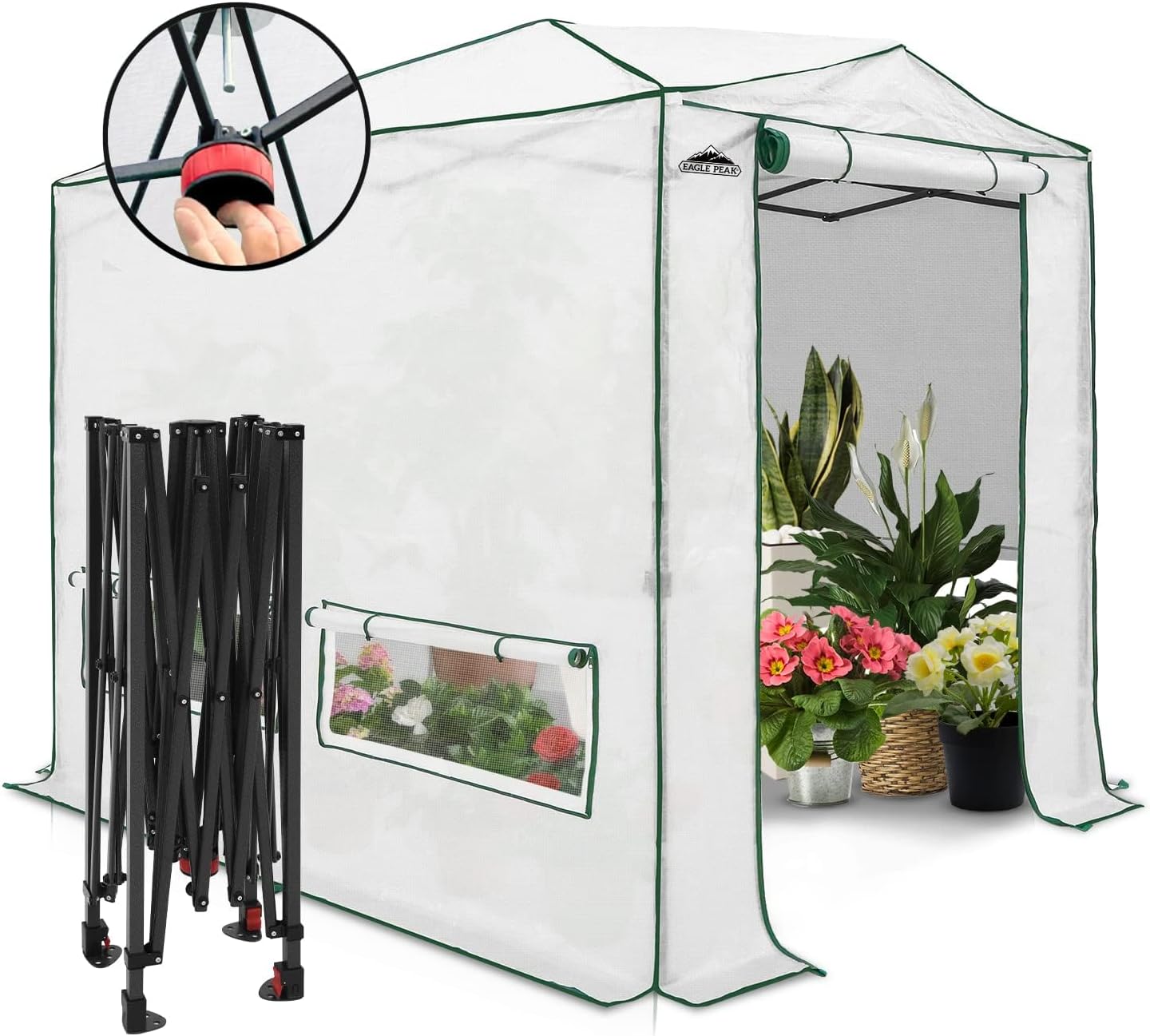 EAGLE PEAK 8x6 Portable Greenhouse - Zippered Doors, Heavy Duty PE Top