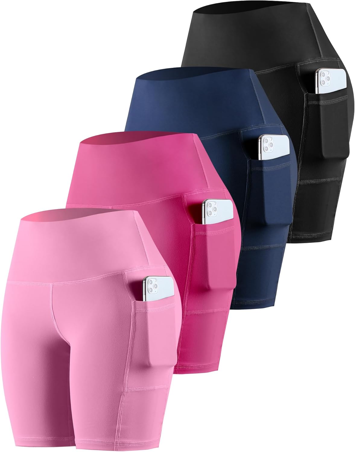 High Waisted Biker Yoga Shorts with Pockets for Women