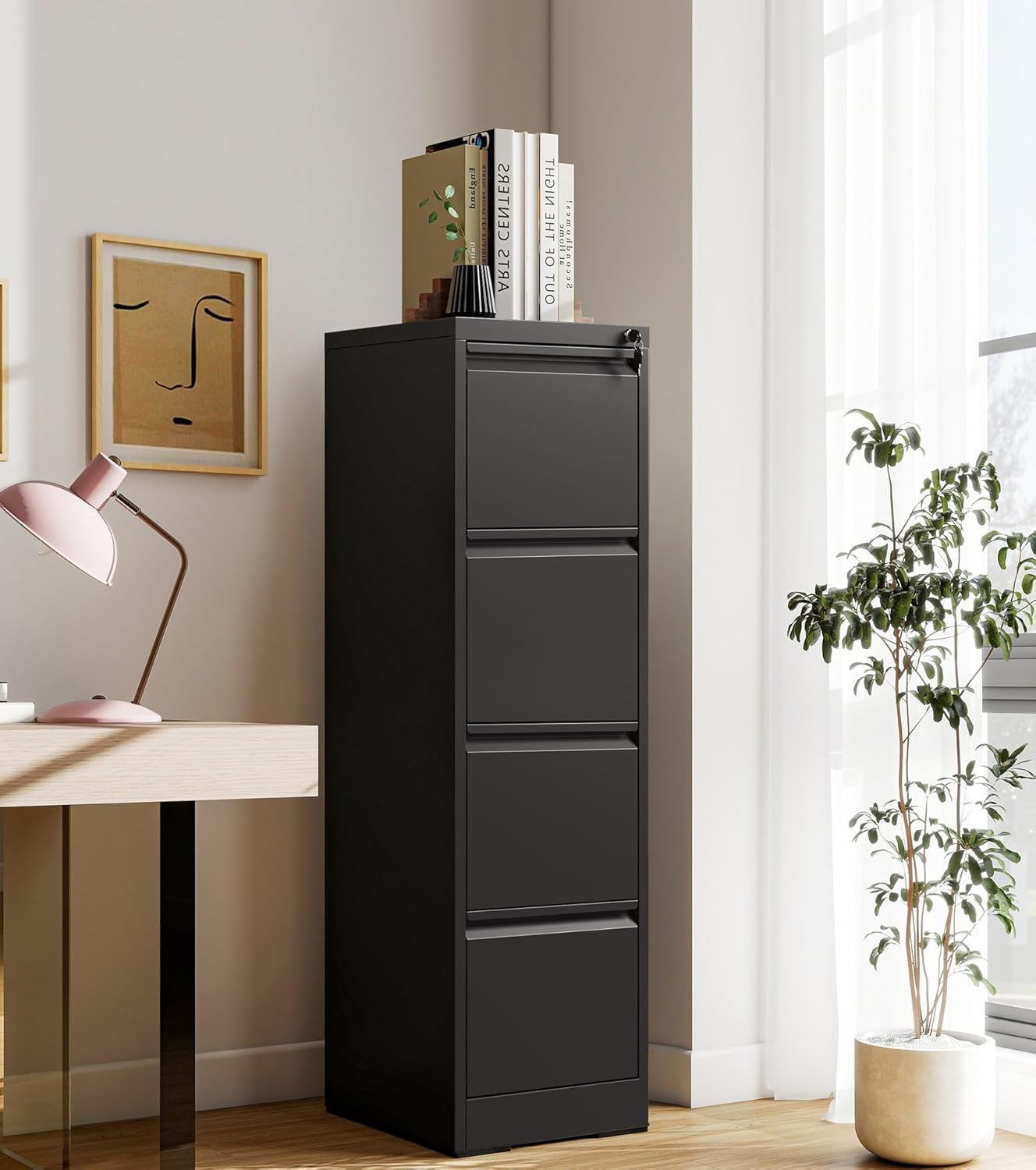 4-Drawer Locking Vertical File Cabinet for Secure Storage
