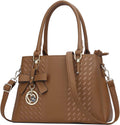 PU Leather Women Satchel Bag with Tassel and Keychain - Roomy
