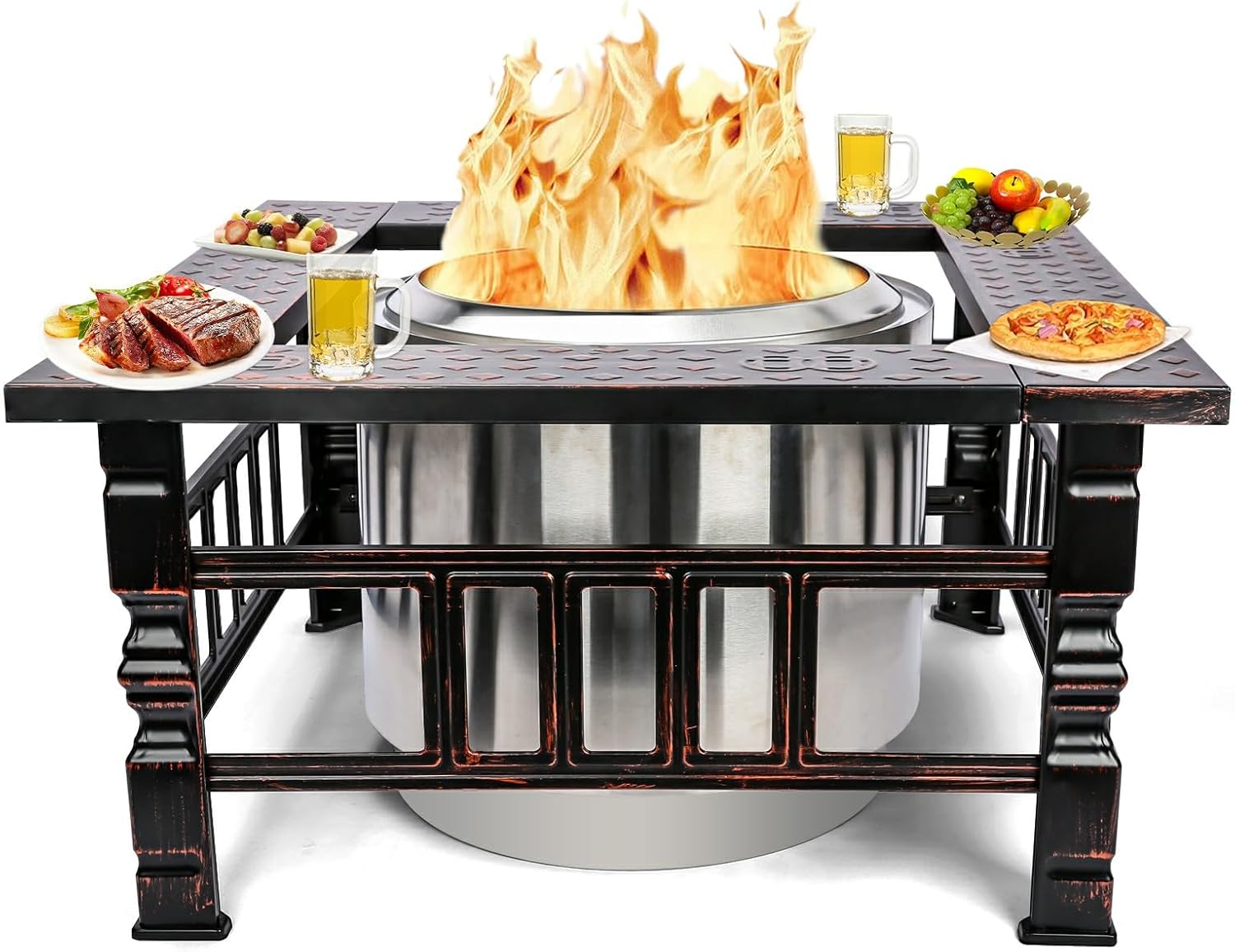 Uniflasy Fire Pit Surround Tabletop for Solo Stove Bonfire