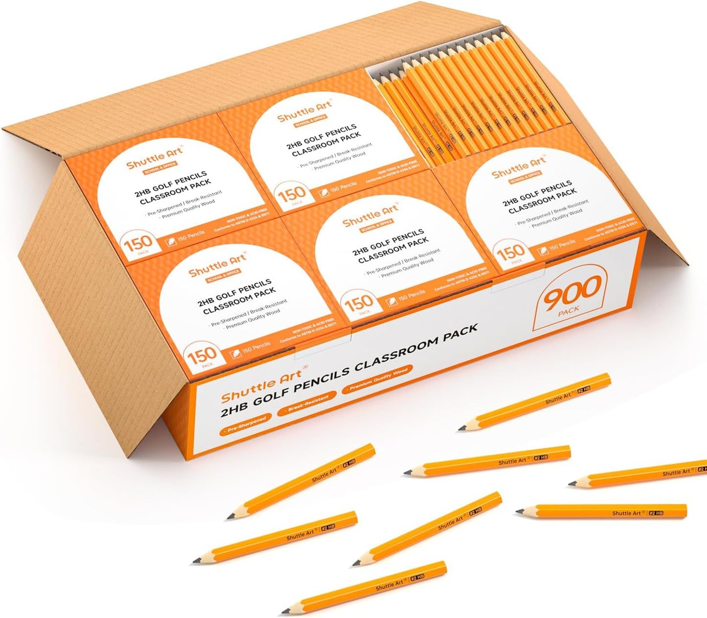 Shuttle Art 900 Pack Mini HB Golf Pencils for Kids and Teachers