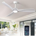 White Ceiling Fan with Light 52in Low Profile - Quiet APP Control