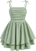 SHENHE Girl's Smocked Ruched A Line Swing Dress - Flowy Knee-Length