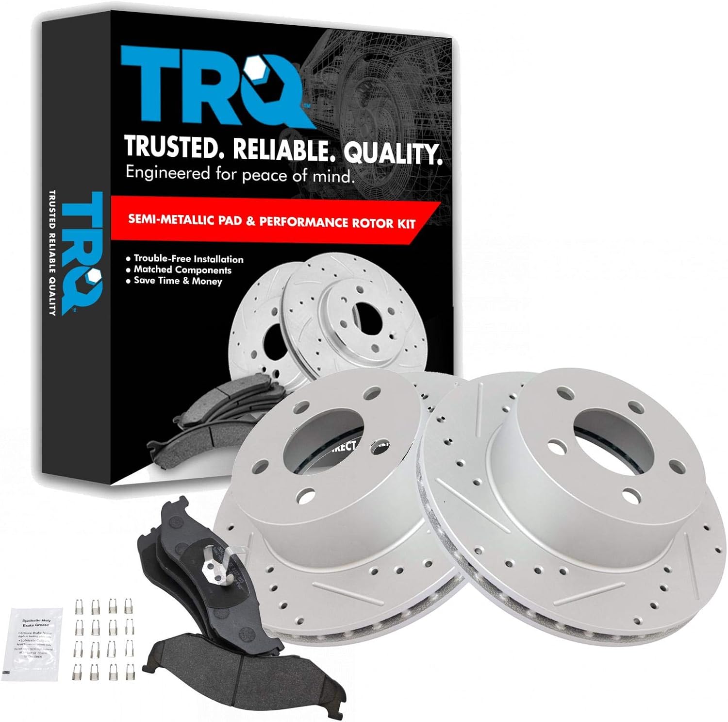 TRQ Performance Brake Rotor Drilled Slotted Kit for Jeep
