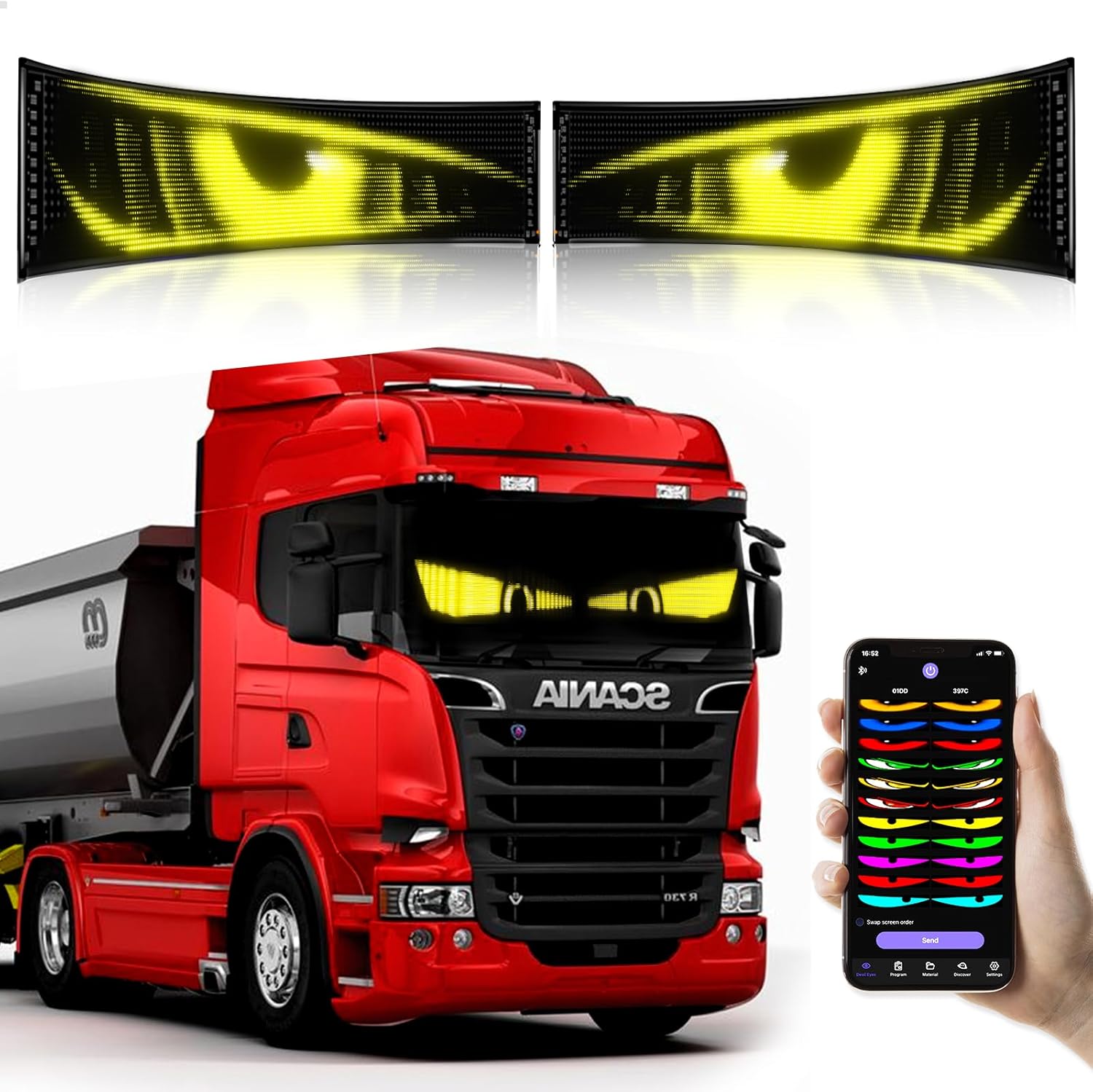 2Pcs LED Eyes for Truck Windshield - Customizable Devil Eyes Light