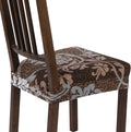 Brown Stretch Dining Chair Seat Covers Set of 6 - Rear-Covered Fit