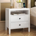 Nightstand with Charging Station and 2 Drawers - Modern White
