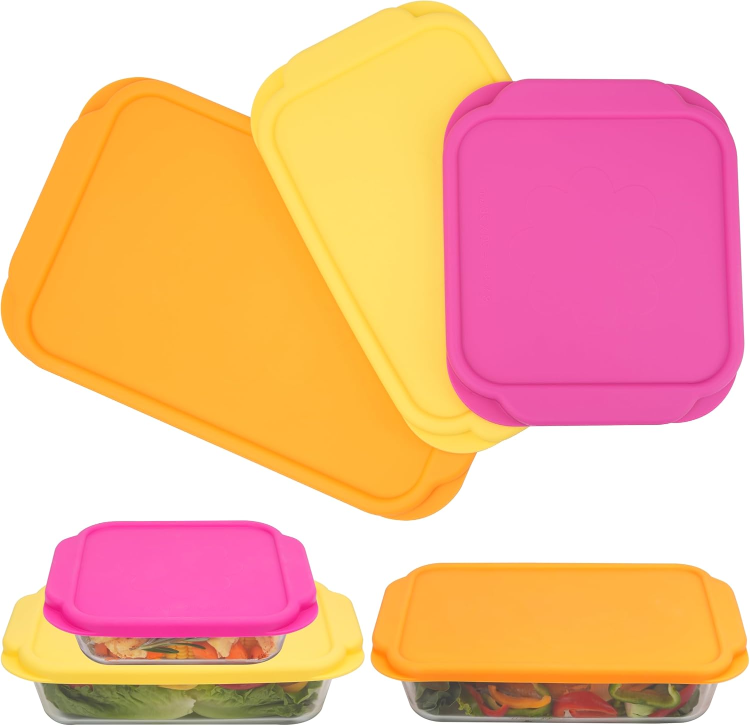 Silicone Lids for Pyrex Glass Baking Dish - 3 Pack Durable Covers