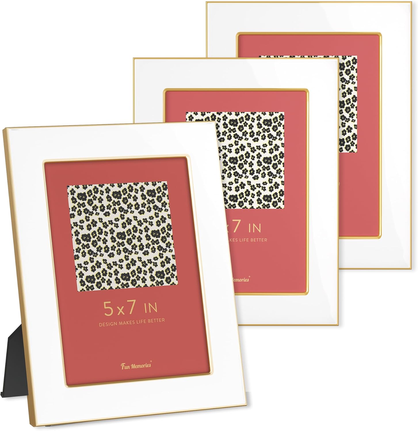 Fun Memories 5x7 Picture Frame Set - Elegant White Enamel Design