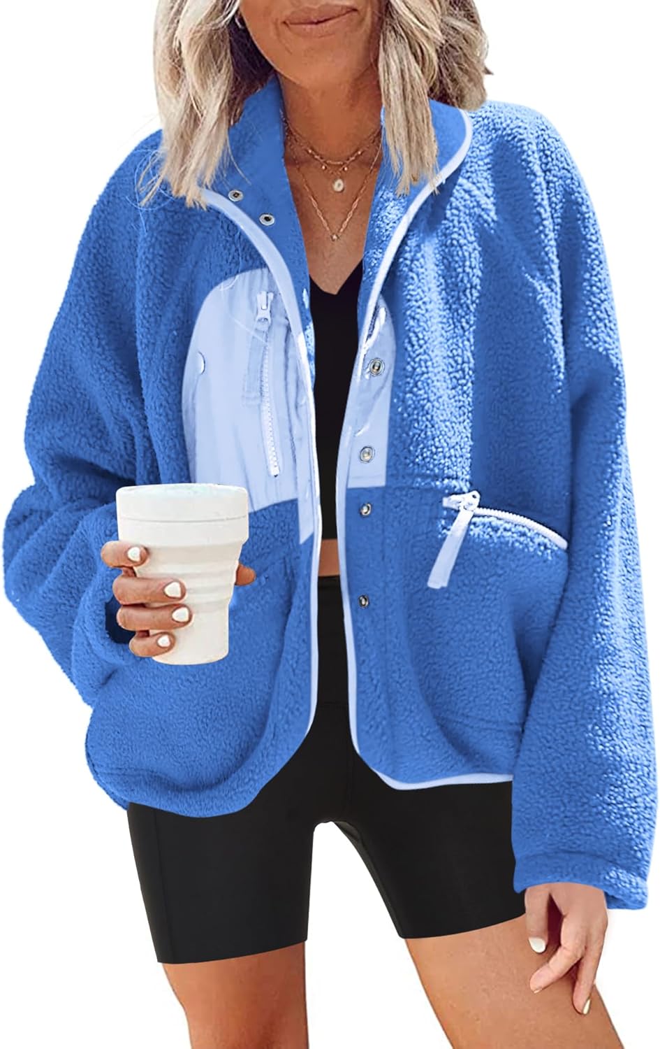 Nirovien Womens Fuzzy Fleece Jacket for Cozy Winter Style