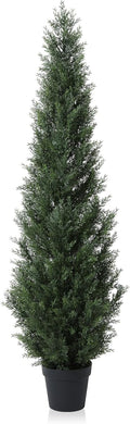 5FT Artificial Cedar Topiary Tree for Outdoors - Lifelike Porch Accent