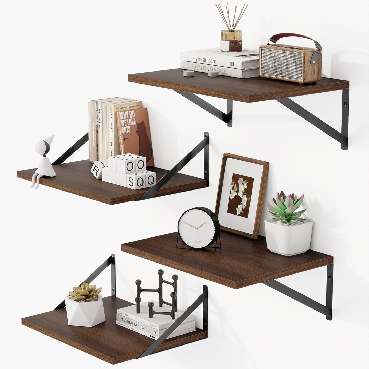 Heimlove 12 Inch Deep Floating Shelves for Wall - Set of 4