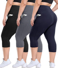 Plus Size Leggings 3 Pack with Pockets - High Waisted Tummy Control do
