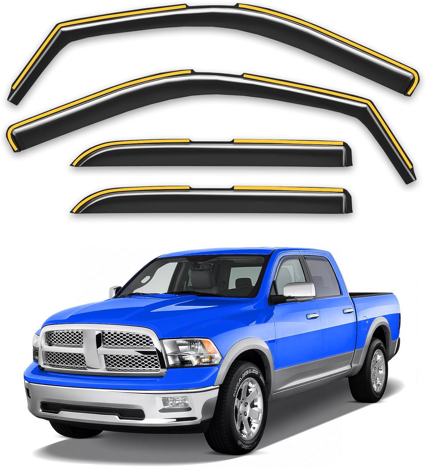 In-Channel Rain Guards for Dodge RAM 2009-2018 Crew Cab