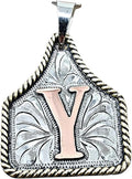 Cow Tag Pendant Necklace for Women - Copper Initial Monogram, Two