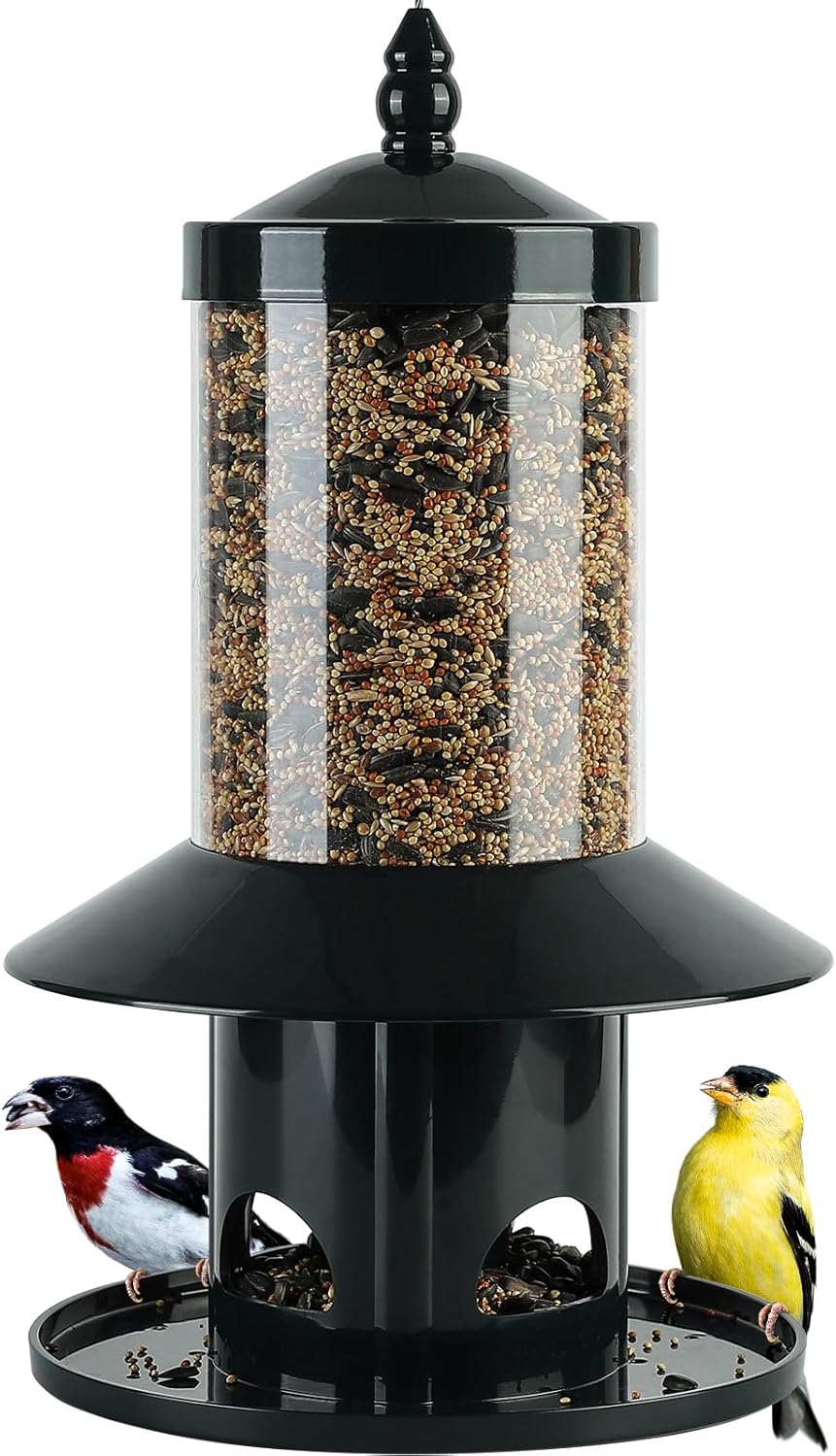Squirrel Proof Bird Feeder with 360 Feeding Perch Tray Design