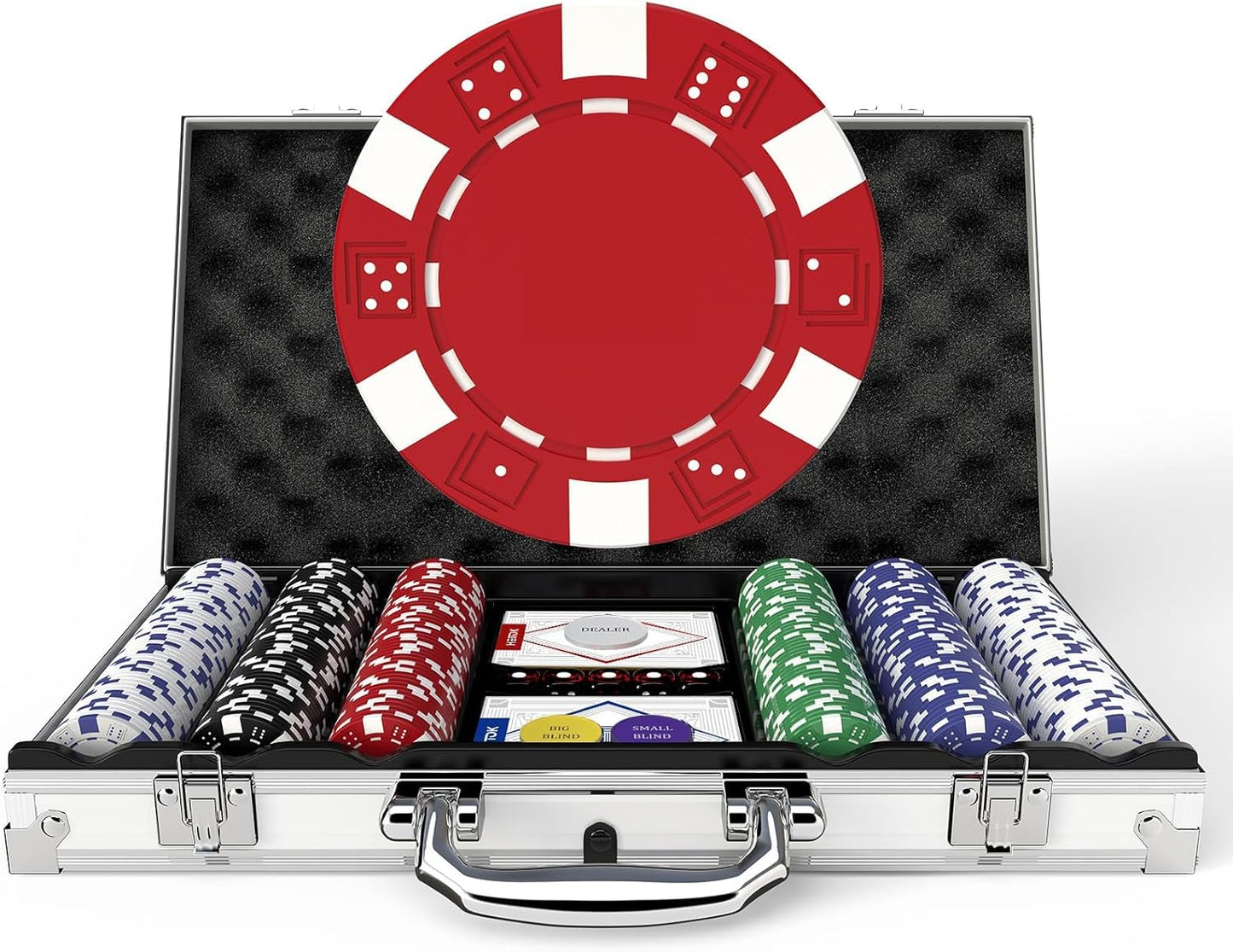 Classic 300PCS Poker Chip Set with Aluminum Case for Gambling