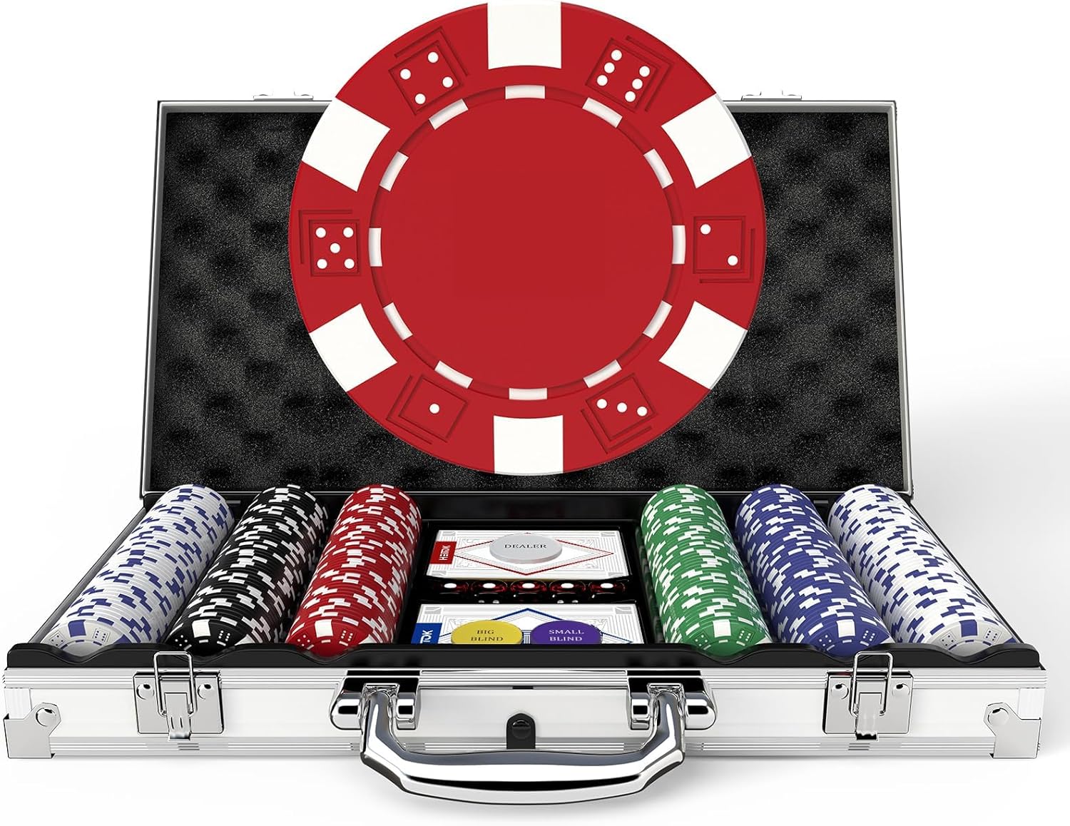 Classic 300PCS Poker Chip Set with Aluminum Case for Gambling