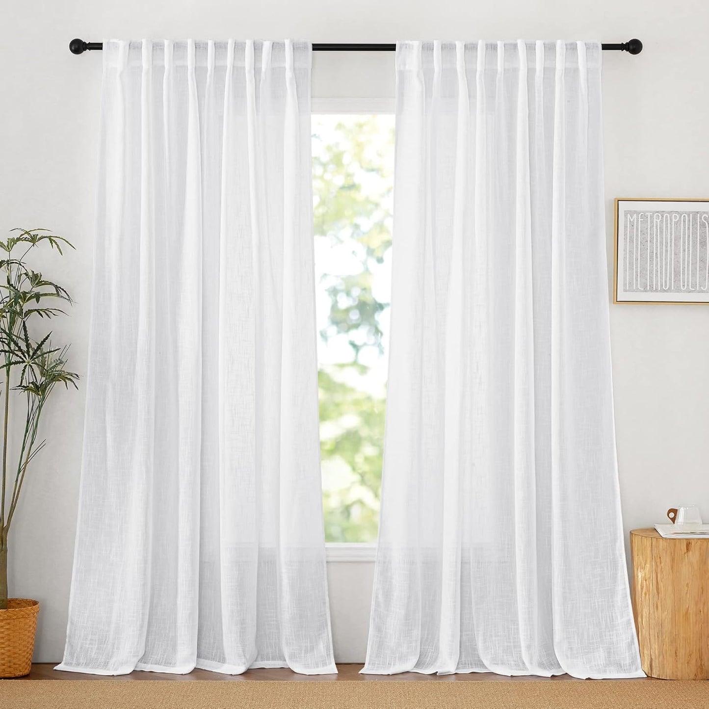 RYB HOME White Curtains & Drapes for Elegant Living Spaces