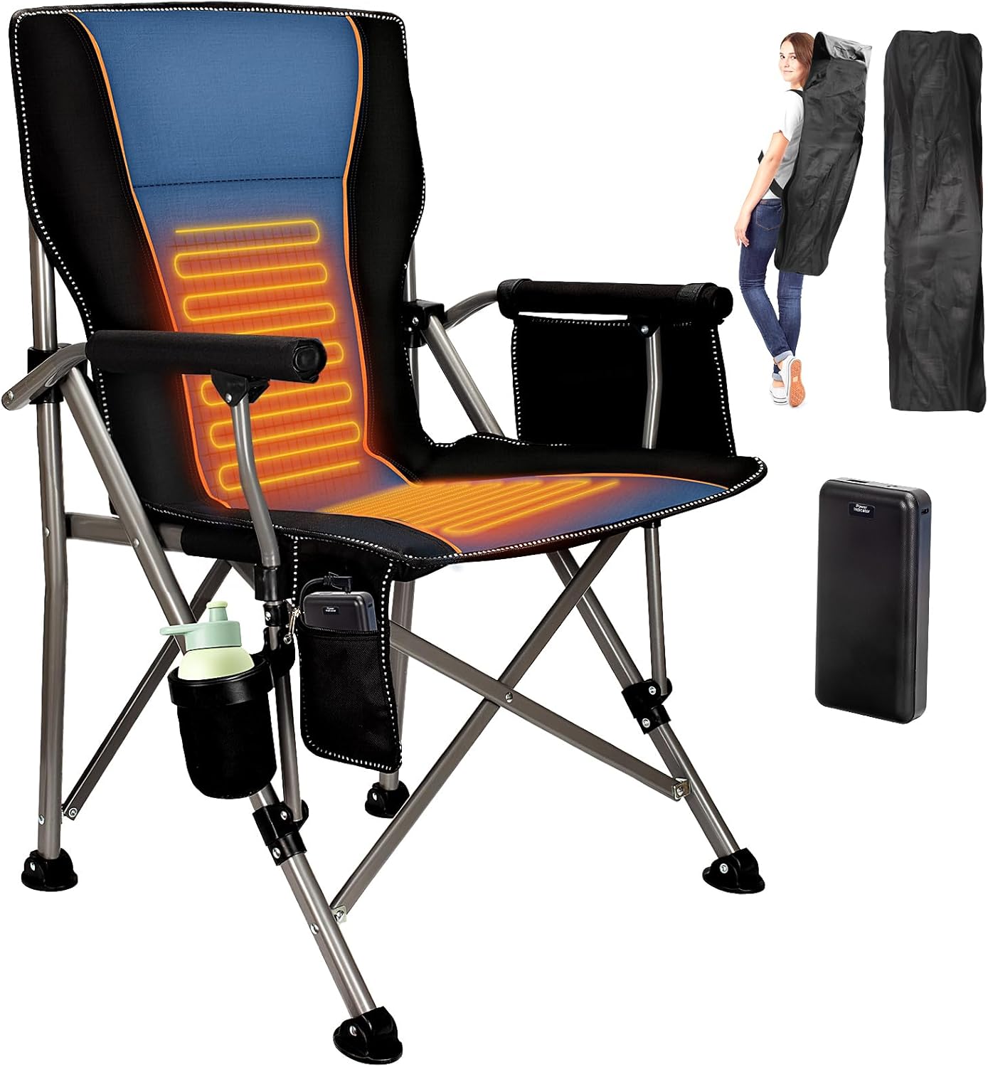 QUYUAN Heated Camping Chair with 20,000 mAh Battery for Comfort