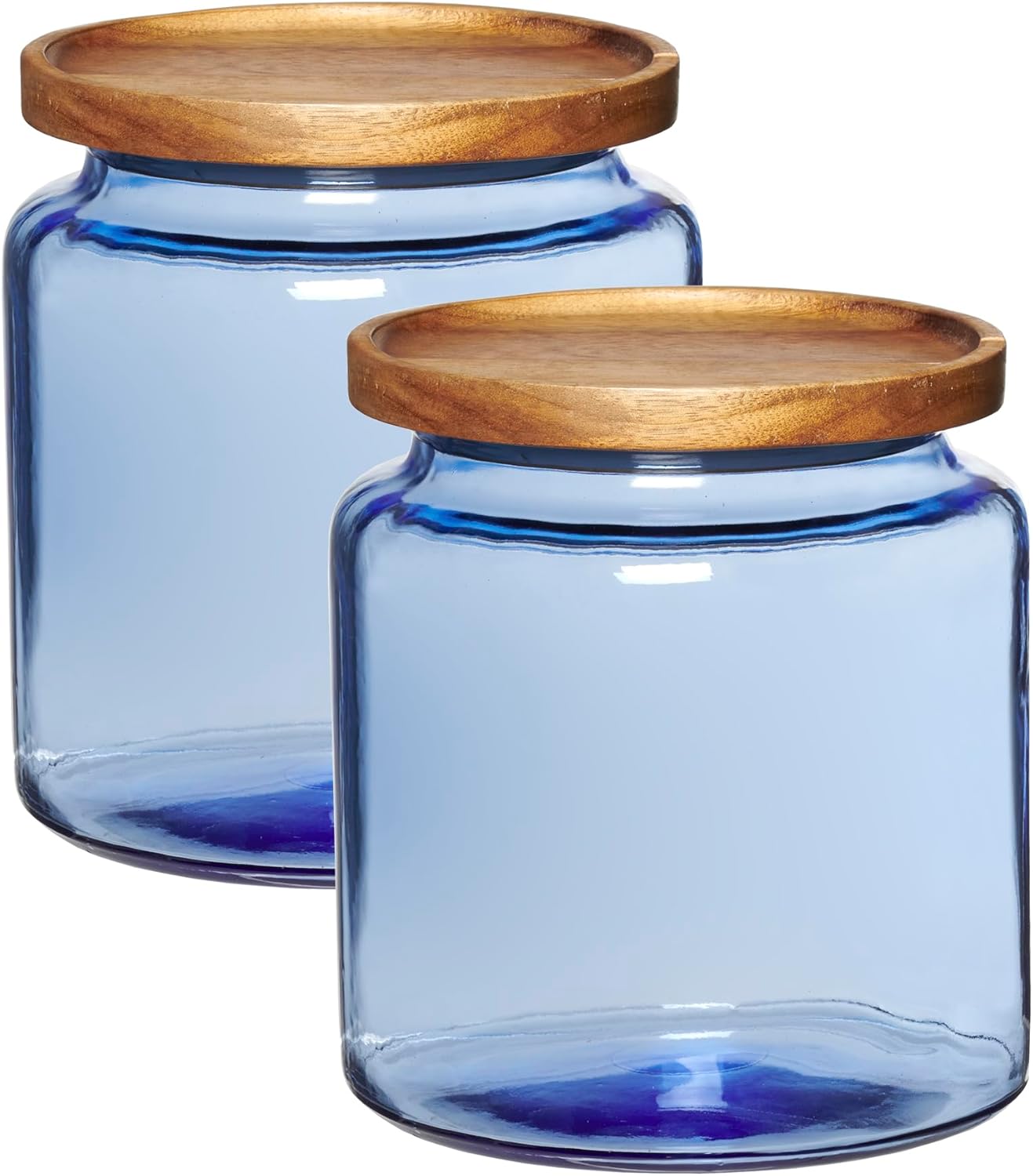 Coastal Blue Montana Jar Set with Acacia Wood Lids - 2-Piece