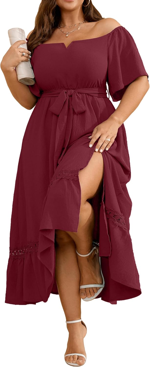 RWJ Women's Plus Size Maxi Dress for Cocktail Wedding Guests