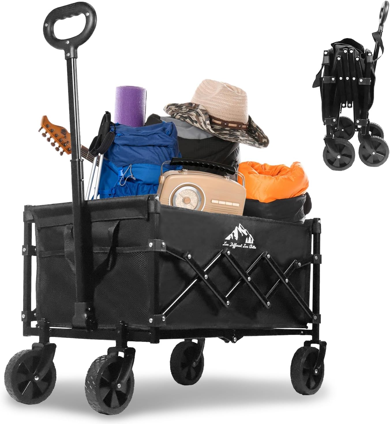 Collapsible Wagon with 352LBS Capacity for Outdoor Adventures