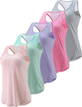 Women's Racerback Workout Tank Tops 5 Pack - Breathable Mesh Fit