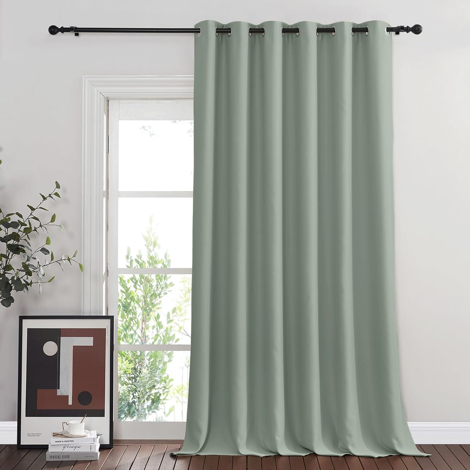 NICETOWN Blackout Sage Green Living Room Divider Curtain Panel