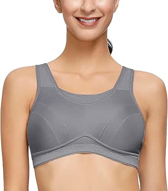 Deyllo Womens Sports Bra High Impact Wireless Full Coverage