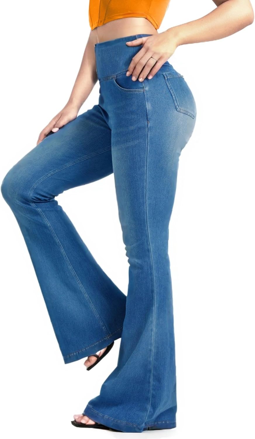 BlueRose Knit Stretchy Flare Jean for Women with Pockets