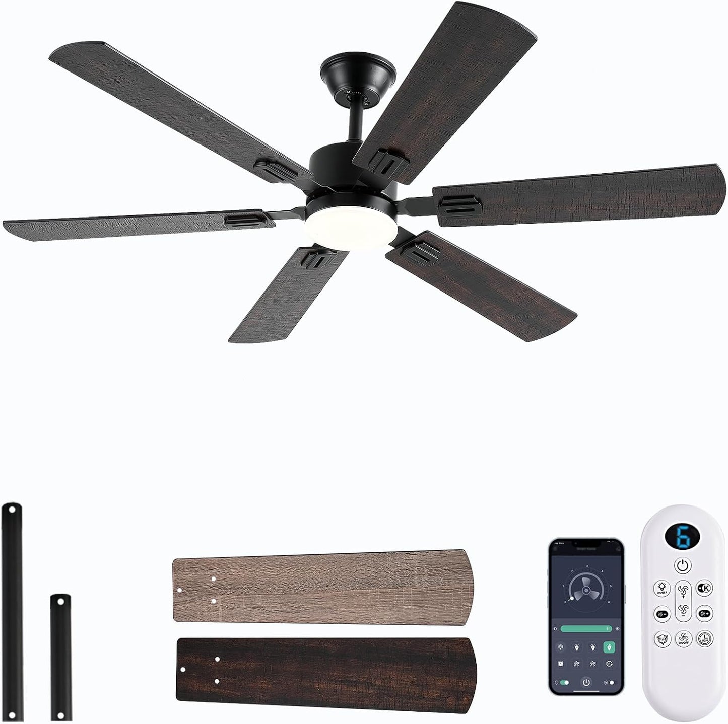 56in Ceiling Fan with Lights, Remote Control, Modern Design
