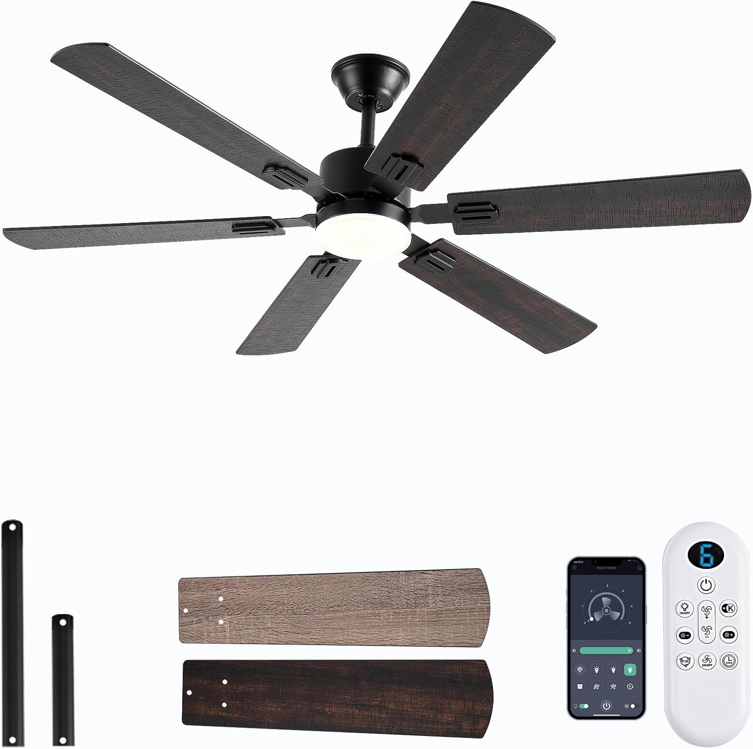 56in Ceiling Fan with Lights, Remote Control, Modern Design