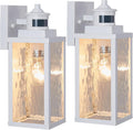 2 Pack White Motion Sensor Outdoor Wall Lights - Dusk to Dawn Security