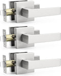 Probrico Square Door Lever Lockset 3 Pack Satin Nickel - Modern