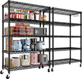 PrimeZone 5 Tier Wire Shelving Rack with Wheels - Heavy Duty Storage